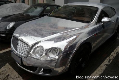 Chrome-wrapped Bentley Continental in China