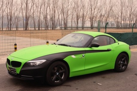 lime-green matte-black BMW Z4 from China