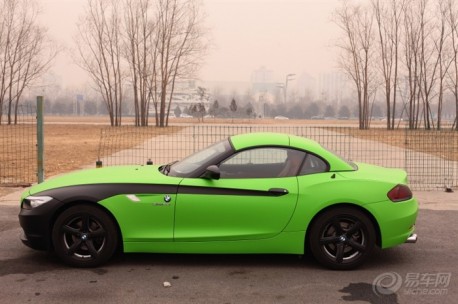 lime-green matte-black BMW Z4 from China