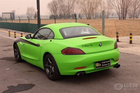 lime-green matte-black BMW Z4 from China