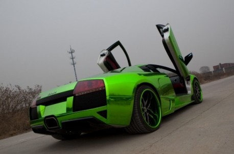 Shiny lime-green Lamborghini Murcielago