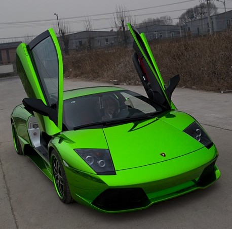 Shiny lime-green Lamborghini Murcielago