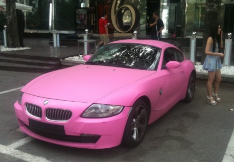 Pink BMW Z4 Coupe with a bit of Babe