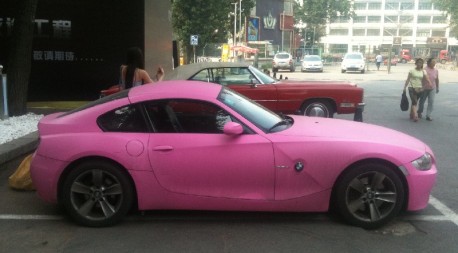 Pink BMW Z4 Coupe with a bit of Babe