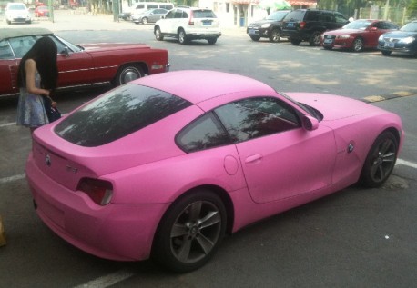 Pink BMW Z4 Coupe with a bit of Babe