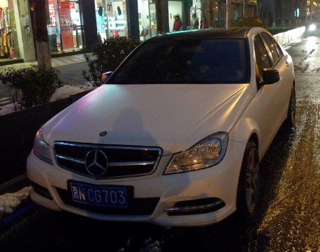 Mercedes-Benz C-Class is matte white in Beijing