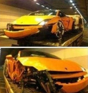 Crash Time China: Lamborghini Gallardo hits a Tunnel and some Benz