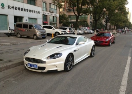 Aston Martin DBS and Mercedes-Benz SLS AMG in white & red in China