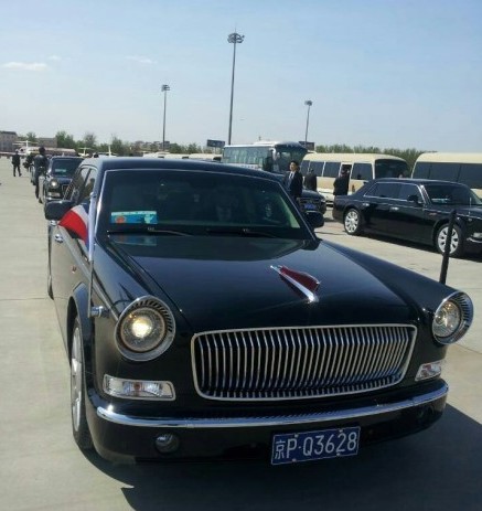 French President François Hollande gets a Ride in the Hongqi L5 in China