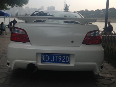 Subaru Impreza WRX STi is White with a body kit in China