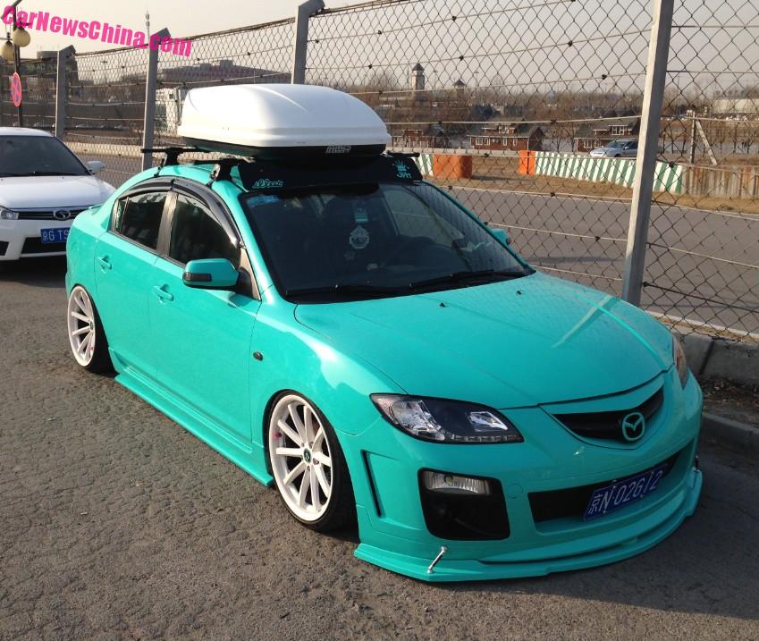 Mazda 3 sedan is a Turquoise Low Rider in China