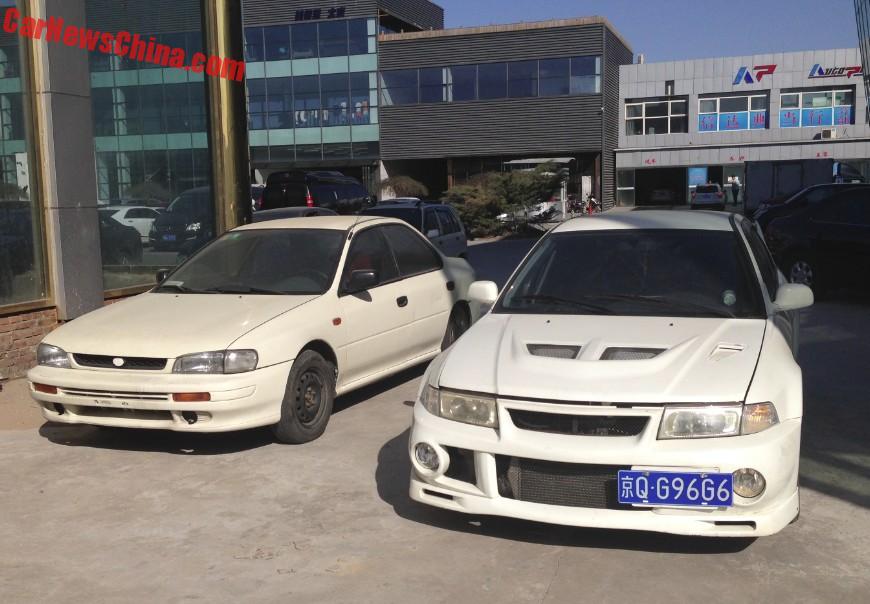 Spotted in China: first generation Subaru Impreza GL and Mitsubishi Lancer EVO VI