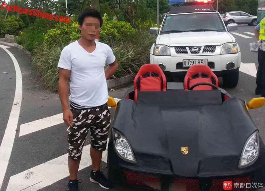 Chinese Man In Homemade Porsche Stopped By Police
