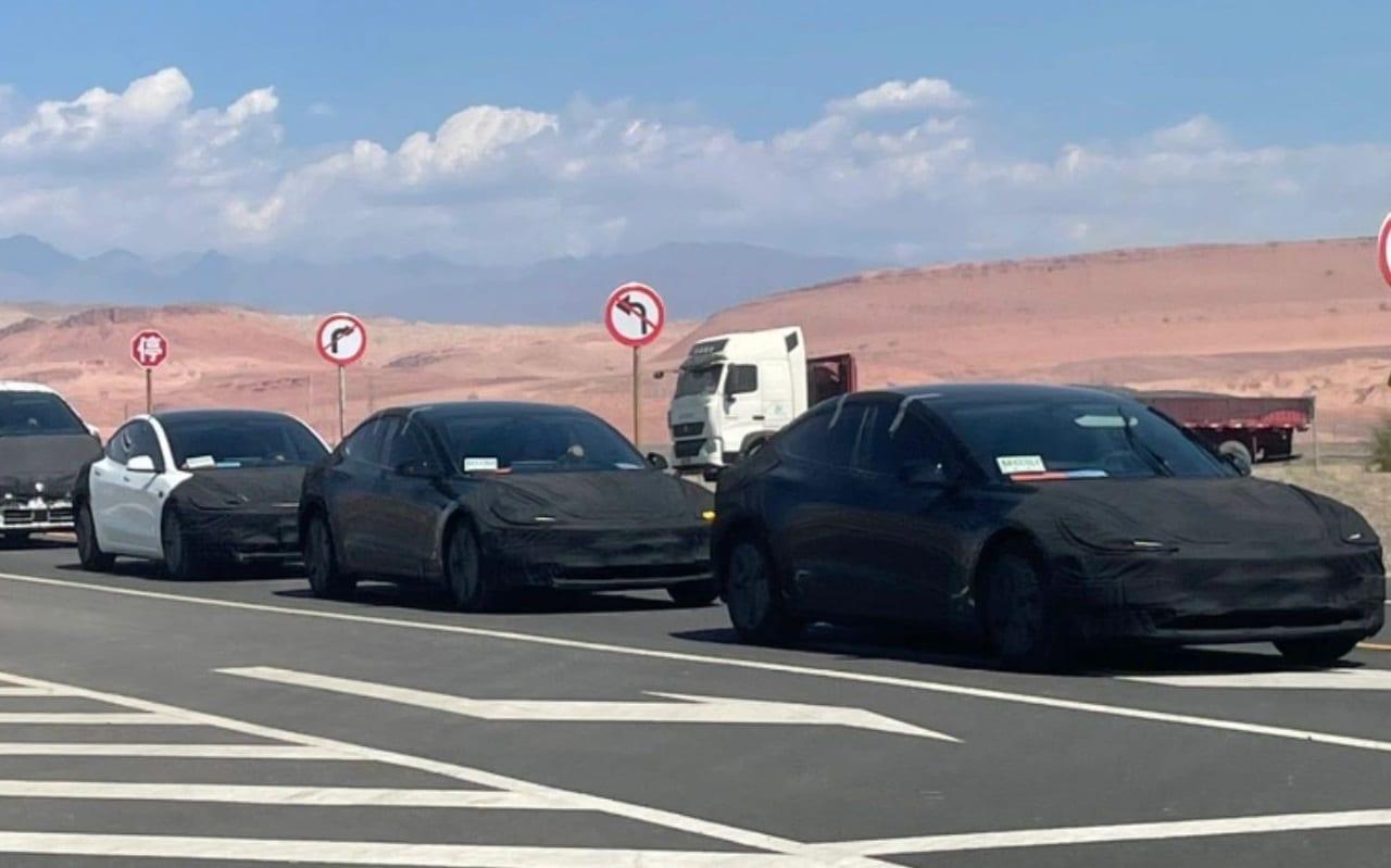 A batch of Tesla Model 3 Highlands spotted doing high-temperature