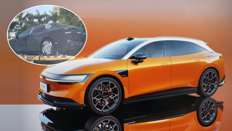 zeekr 007 station wagon china front side orange sugar design spy shpts renders