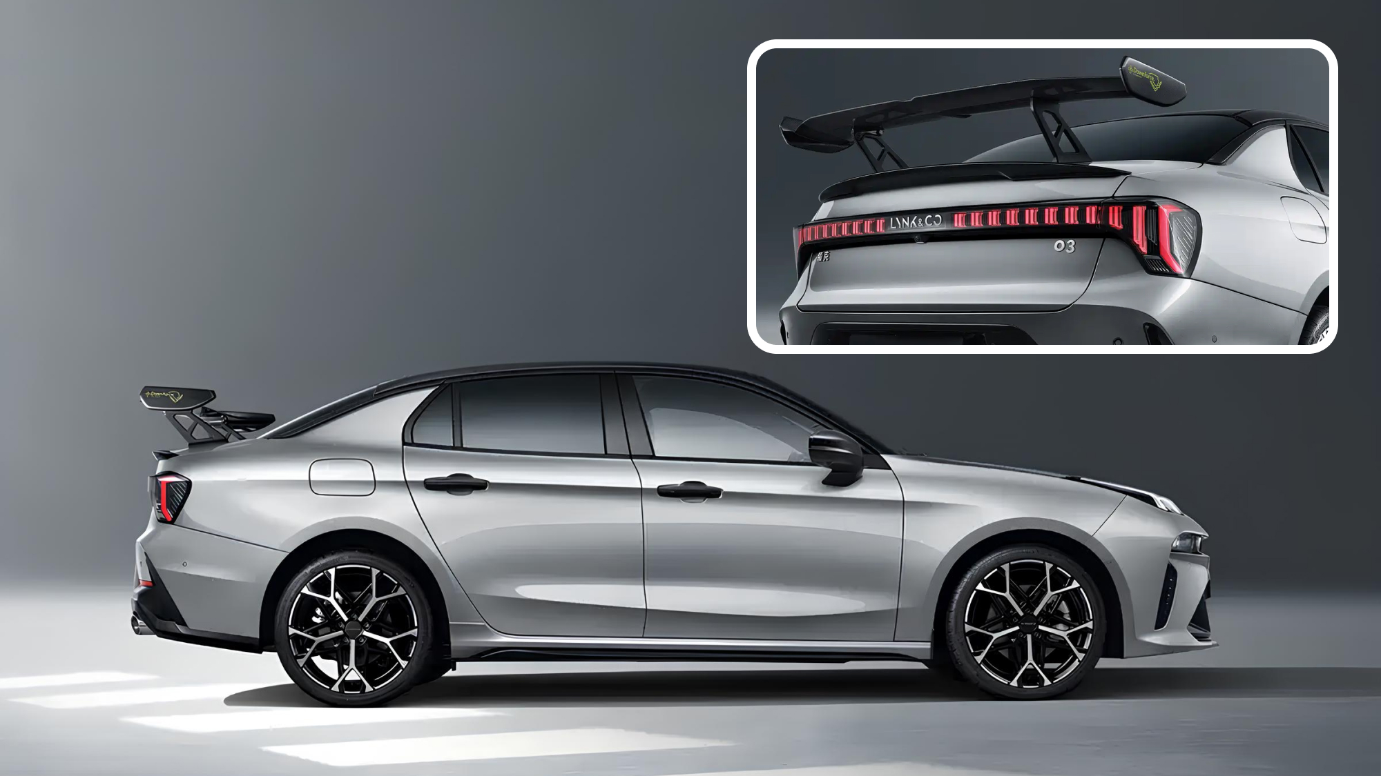 Lynk & Co 03 with 268 hp gets a large carbon fiber adjustable spoiler in China