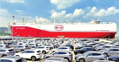 BYD vehicles awaiting loading